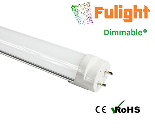 Fulight Dimmable ¤ T8 LED Tube Light - T8 4FT 48" 18W (32W Equivalent), Cool White 4500K, FO32/741/CW, F32T8, F34T12, Double-End Powered, Frosted Cover,110/120VAC - Fluorescent Replacement Bulbs