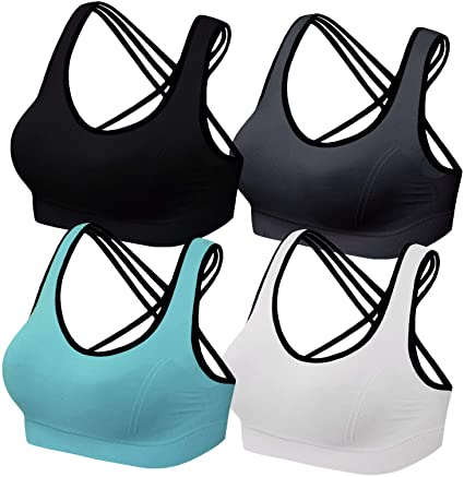 Lataly Womens Racerback Sports Bras Seamless Mid Impact Support Workout Yoga Bra