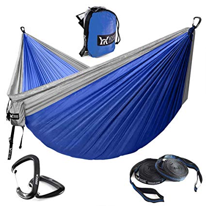 WINNER OUTFITTERS Double Camping Hammock - Lightweight Nylon Portable Hammock, Parachute Double Hammock for Backpacking, Camping, Travel, Beach, Yard.