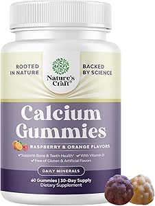 High Absorption Calcium Gummies with Vitamin D3 - Delicious Calcium 500 mg Gummies for Adults - Chewable Calcium and Vitamin D Supplement for Bone Health & Immune Support - Gelatin-Free 60ct (1 Pack)