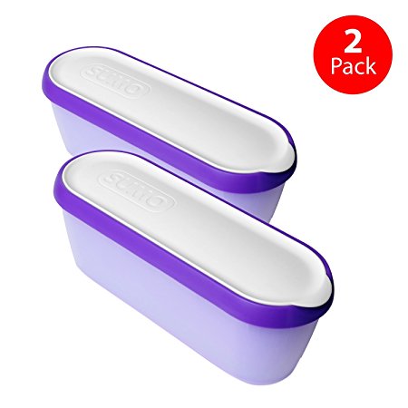 SUMO Ice Cream Containers • Insulated Ice Cream Tub • Ideal for Homemade Ice-Cream, Gelato or Sorbet • Dishwasher Safe • 1.5 Quart Capacity • [Purple, 2-Pack]