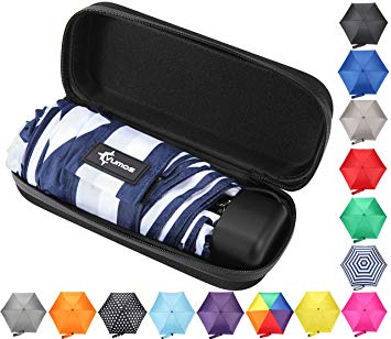 Travel Umbrella with Waterproof Case - Small and Compact for Backpack or Purse. Great Umbrella for Women, Men or Kids. (Striped)