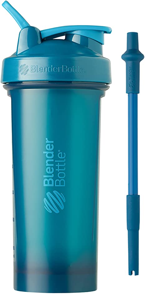 BlenderBottle Classic V2 Shaker Bottle Protein Shakes and Pre Workout, 28-Ounce, Ocean Blue   Straw