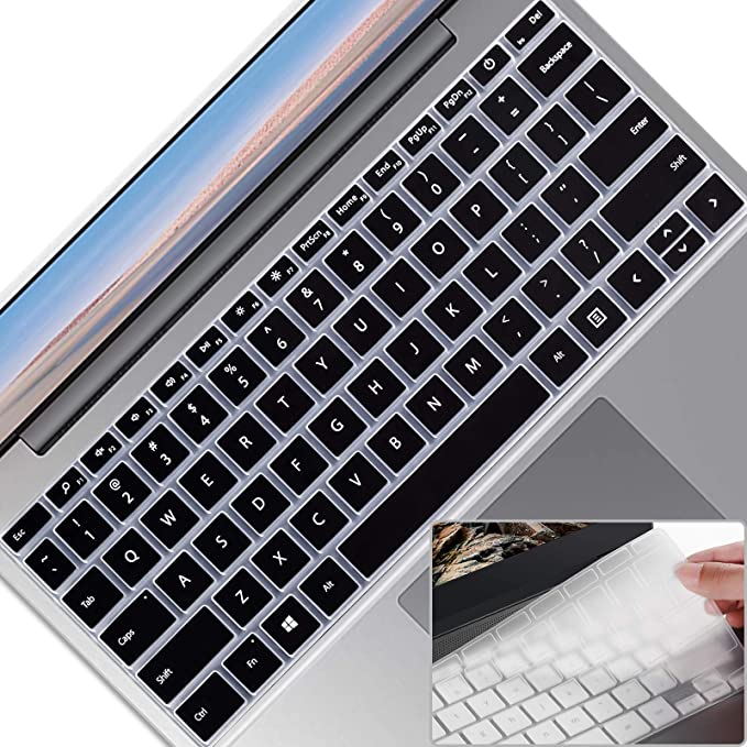 2PCS Lapogy Keyboard Cover for Microsoft Surface Laptop Go 12.4 Inch(2020),Ultra Thin Clear Soft-Touch Keyboard Skin,Surface Laptop Go (2020) Accessories, Us Layout,Black Clear