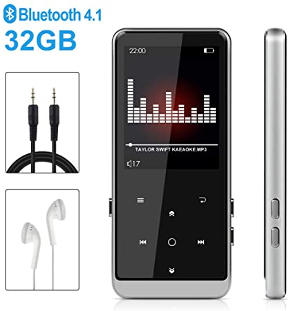 Leelbox 32GB MP3 Player, HiFi Music Player with Bluetooth 4.1, A35 MP3 Players with 2.4 inch Full Touch HD Screen, Supports FM Radio, Pictures, Recording, Ebook, 128GB TF Card Expandable