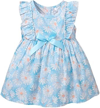 Danna Belle Toddler Girls Floral Dress Ruffle Sleeve Summer Dress Casual Outfit