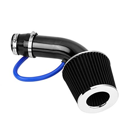 3 Inch Cold Air Intake Hose, 76mm Universal Car Cold Air Intake Pipe Air Turbo Intake Filter Aluminum Induction Hose Pipe Kit System (Black Carbon)