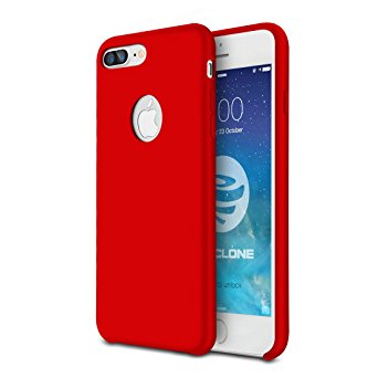 OCYCLONE iPhone 7 Plus Liquid Silicone Case, [Magnetic] Gloss Gel Rubber Non Slip with Soft Microfiber Inner Cushion Shockproof Protective Cover for Apple iPhone 7 Plus 5.5 inch - Red
