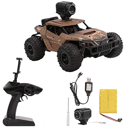 Studyset RC Car HQ1803 1/18 2.4G 4WD Off-Road High Speed Racing Car Climbing Remote Control Electric Off Road Truck Birthday Brown 720P Video Camera