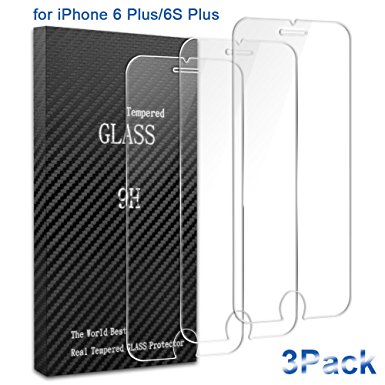 iPhone 6S Plus/6 Plus Screen Protector,Airsspu Glass Screen Protector 2.5D Edge Tempered Glass,Bubble Free,3D Touch Compatible,Anti-Fingerprint,Oil Stain&Scratch Coating,Case Friendly[3 Packs]