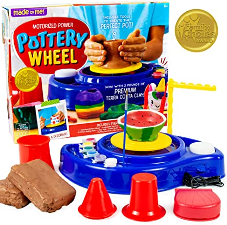 Made By Me Motorized Power Pottery Wheel By Horizon Group USA, Discover The Art Of Pottery-Making At Home, Includes 2 lbs Terra Cotta Clay, Updated Pottery Wheel With Foot Pedal, Bonus Sculpting Tools