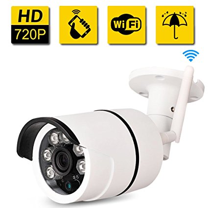 Bullet IP Camera Outdoor -SDETER Waterproof 720P HD Home Security Surveillance (Easy Setup, Built-in 16G Memory Card, Remote View Via Smart Phone/Tablet/PC, Plug/Play, Night Vision, Alarm)