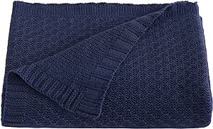 NTBAY Cooling Baby Blanket - Cable Knit Toddler Blanket - Rayon Derived from Bamboo, Soft and Breathable 30x40 Blanket, 30x40 Inches, Navy Blue