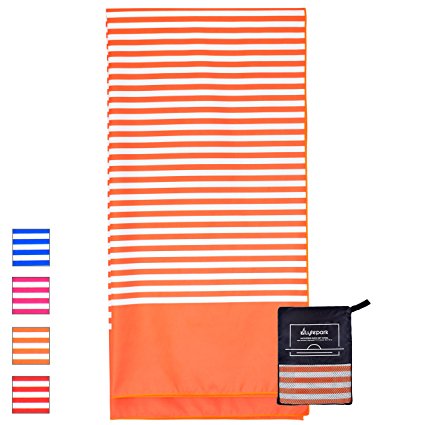 Microfiber Beach Towel Oversized - XL 70 x 35 Inch - Quick Dry, Sand Free, Extra Large, Lightweight with Easy Zipper Bag - Perfect for Travel, Yoga, Gym, Beach Blanket & Backpacking