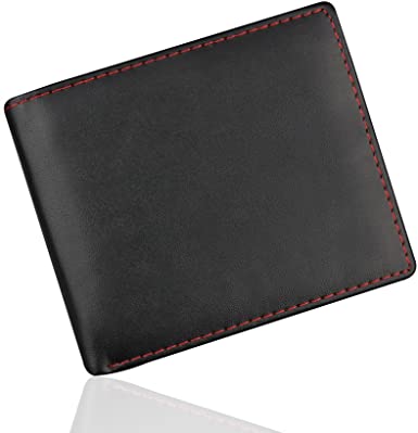 Men Bifold Business PU Leather Wallet ID Credit Card Holder Purse Pockets (Black)