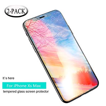 Tempered Glass Screen Protector Compatible for iPhone Xs Max, [9H Hardness] [3D Curved] [Bubble Free] [Anti-Scratch] iPhone Xs Max Screen Protector