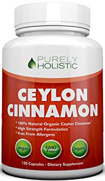 Ceylon Cinnamon Capsules Organic 1500mg | 150 Cinnamon Capsules Vegetarian & Vegan - 75 Day Supply (25% More) | True Sri Lanka Ceylon Cinnamon Supplement | Joint Support Blood Sugar Level Support