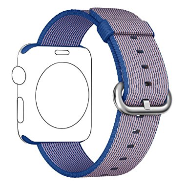 Apple Watch Series 2 Series 1 Woven Nylon band, Aokay Fine Woven Comfortable Durable Nylon Bracelet Strap Replacement Wrist Band for iWatch (42mm-Royal Blue)