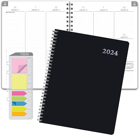2024 Planner 8.5"x11" Monthly & Weekly - 14 Months (November 2023 Through December 2024) - Professional, Simple, Easy-to-Use Design. Black Vinyl Cover for Extra Protection