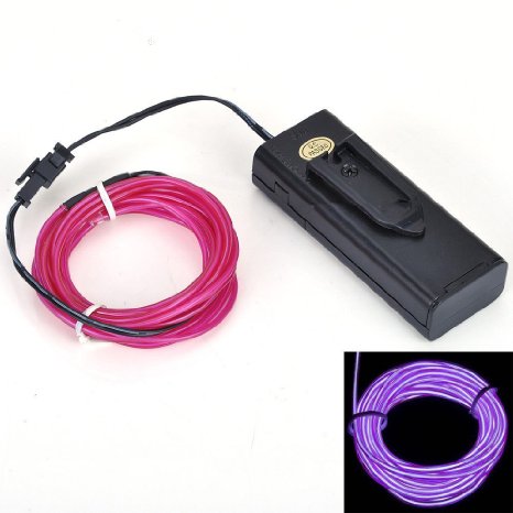 Lychee® Neon Glowing Strobing Electroluminescent Light El Wire w/ Battery Pack for Parties, Halloween Decoration (Purple, 9ft)