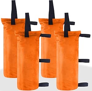 ABCCANOPY 112 LBS Extra Large Canopy Sand Bags, 4-Pack, Orange (Without Sand)