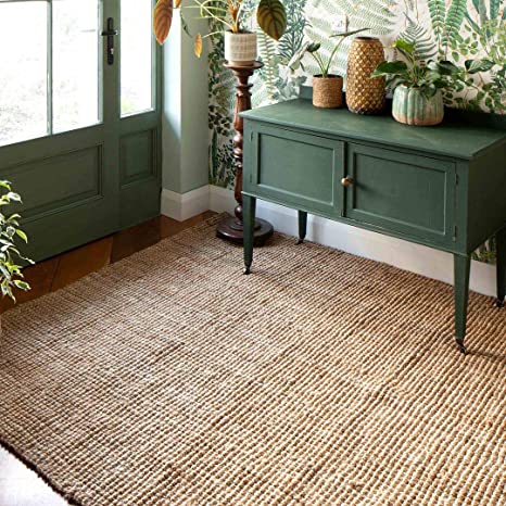 Natural Jute Fiber Rug Soft Medium Strength Woven Durable Entrance Hallway Dinning Room Floor Mat 160cm x 230cm