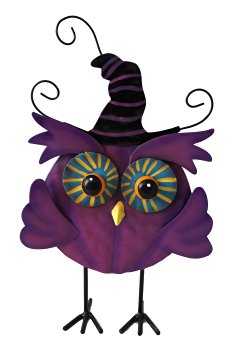 Cute Witchy Owl Halloween Greeter Standing Figure (Purple)