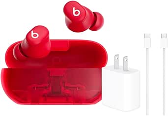 Beats Solo Buds - True Wireless Earbuds with 20W Power Adapater and USB-C Charge Cable (1m) - Transparent Red