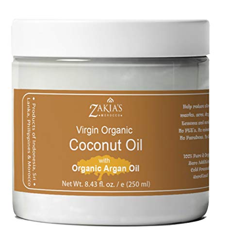 Zakia's Organic Extra Virgin Coconut Oil with Argan Oil, 8.43 Ounce