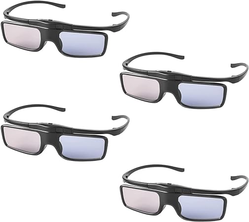 RF 3D Glasses, Active Shutter RF 3D Glasses Rechargeable Suitable for RF 3D TV Projectors, RF 3D Eyewear for Sony Epson Toshiba Sharp, Compatible with TDG-BT500A, SSG-5100GB, AN3DG40, Pack of 4