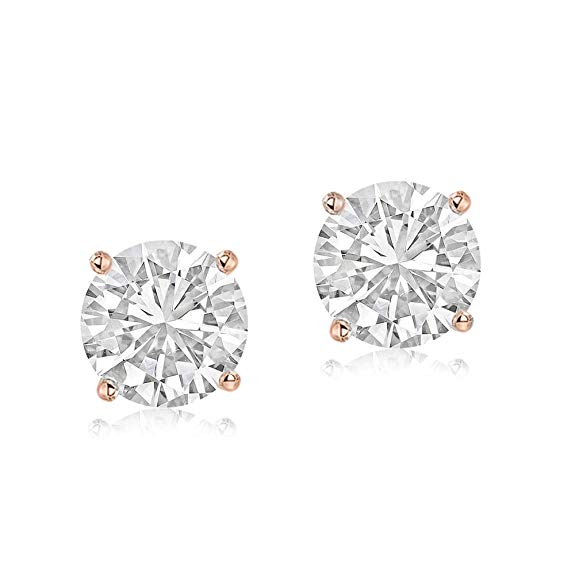 Made in US Lab Grown Diamond Earrings IGI Certified 1/6 Carat -1 Cttw Diamond Earrings for Women 10K & 14K Gold GH-SI1 Quality Lab Created Diamond Solitaire Earrings Diamond Jewelry Gifts for Women