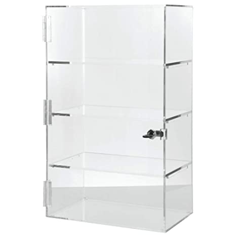 Locking Display Case Clear Acrylic with 3 Shelves 13" x 7 ½" x 21" (W x D x H)