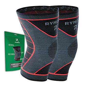 Rymora Knee Support Brace Compression Sleeves (Double Pack)