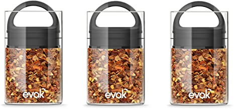 Best PREMIUM Airtight Storage Container for Coffee Beans, Tea and Dry Goods - EVAK - Innovation that Works by Prepara, Glass and Stainless, Soft Touch Black Handle, Mini: Set of 3