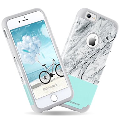 iPhone 6 Plus Case, iPhone 6S Plus Marble Case, BENTOBEN iPhone 6/6S Plus 2 in 1 Slim [White Black Marble Pattern Design] Hybrid Silicone Bumper Hard PC Back Cover Drop Proof Anti-slip Scratch Resistant Protective Phone Case for iPhone 6 Plus/iPhone 6S Plus 5.5"-Mint Green/Grey