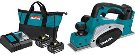 Makita BL1840BDC2 18V LXT Lithium-Ion Battery and Rapid Optimum Charger Starter Pack (4.0Ah) with XPK01Z 18V LXT Lithium-Ion Cordless 3-1/4" Planer