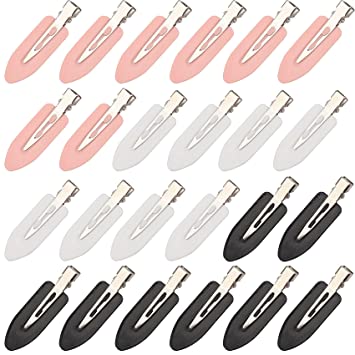 Messen 24 Pieces No Bend Hair Clips No Crease Hair Clip for Women Girls Makeup Hairstyling Seamless Side Bangs Fix Fringe Curl Pin Barrette for Washing Face Salon Hairstyle Hairdressing Bangs Waves Accessories(Black,White,Pink)