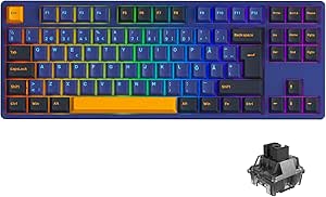 Akko 5087B Plus RGB Mechanische Gaming Tastatur, ISO-Nordic Layout, 3 Modi (BT5.0/2.4Ghz/Typ C) TKL Tastatur mit Hot-Swap Linear Switch, Cherry PBT Tasten, Anti-Ghosting (Horizon, Jelly Black)