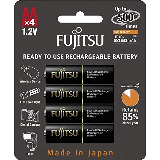 Fujitsu HR-3UTHCEU-4B Rechargeable Battery (4x AA) 2450mAh Black