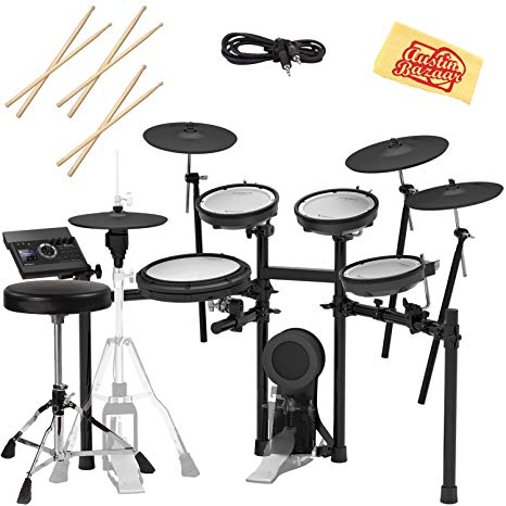 Roland TD-17KVX Electronic Drum Set Bundle with Drum Throne, 3 Pairs of Sticks, Audio Cable, and Austin Bazaar Polishing Cloth