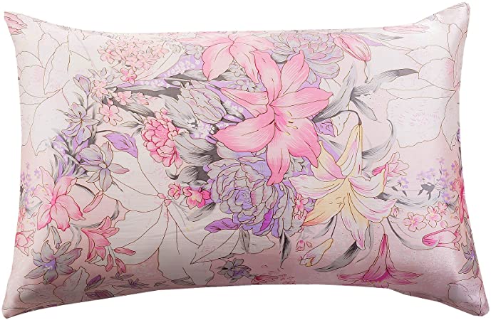 Tim & Tina 100% Pure Mulberry Luxury Silk Satin Pillowcase,Good for Skin and Hair (Queen, Morning Glory)