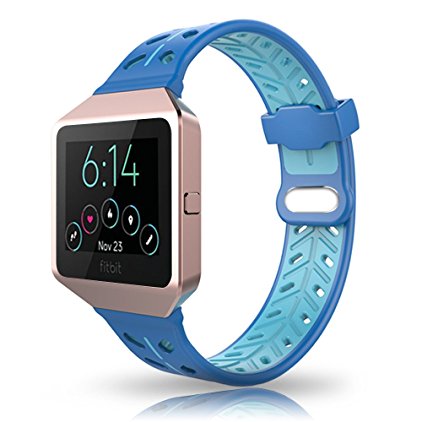 Fitbit Blaze Bands Accessory, VODKE Silicone Ventilate Replacement Watch Band/Strap/Bracelet/Wristband With Frame For Fitbit Blaze Smart Fitness Watch Men Women (Blue Light blue)