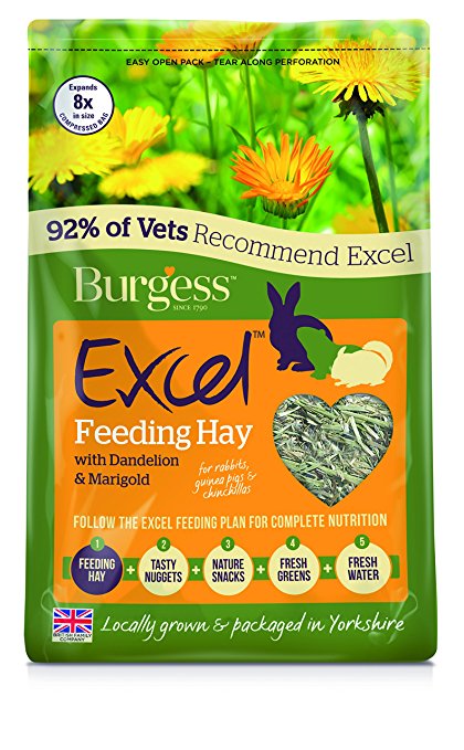 Burgess Excel Feeding Hay with Dandelion and Marigold 1kg (Pack of 3)