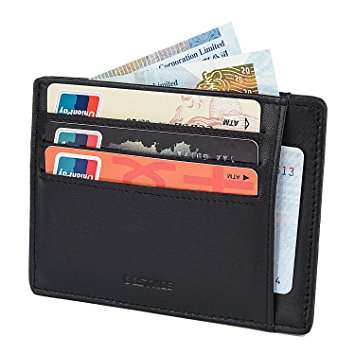 Genuine Leather Credit Card Holder Wallet for Men RFID Blocking Slim Minimalist Front Pocket Money Clip by Bestkee