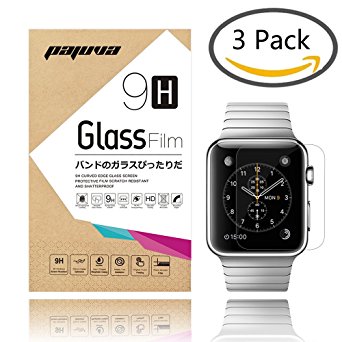 Apple Watch Screen Protector, Pajuva® 0.2mm 9H Ultra Clear Tempered Glass Screen Protector for iWatch Apple Watch 42mm Lifetime Warranty (3-Pack)