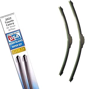 Beam Blade Wipers Set for 2022 Toyota Camry Replacement Set - WiperBladesUSA Gold Beam Wiper Blades Wipers Set