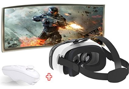 Aierlun Virtual Glasses 3D Glasses Virtual Reality Headset with Bluetooth Remote White
