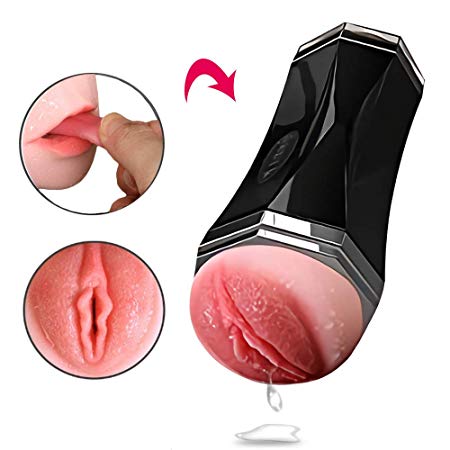 Male Masturbator Cup Realistic Vagina and Mouth Masturbator Vibrating Sucking Pump Pocket Pussy and Male Sex Toys for Man Double Sided Masturbation Stroker Sexymate