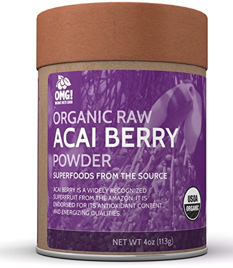 OMG! Superfoods Organic Acai Berry Powder - 100% Pure, USDA Certified Organic Acai Berry Powder - 4oz