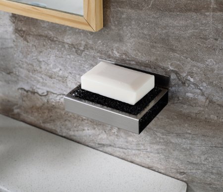 Taozun SUS 304 Stainless Steel 3M Self Adhesive Bathroom Kitchen Toilet Soap Dish Rack Holder